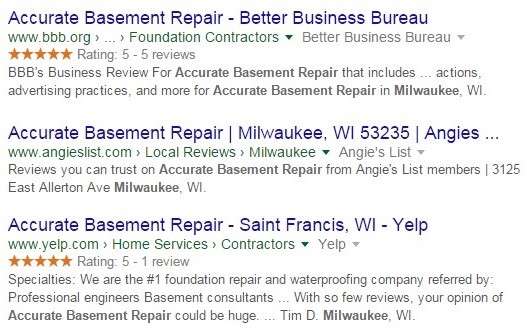 Branded Google SERPS with Review Star Ratings