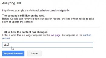 Google URL Removal Tool - Content Live on Web - How Changed NAP