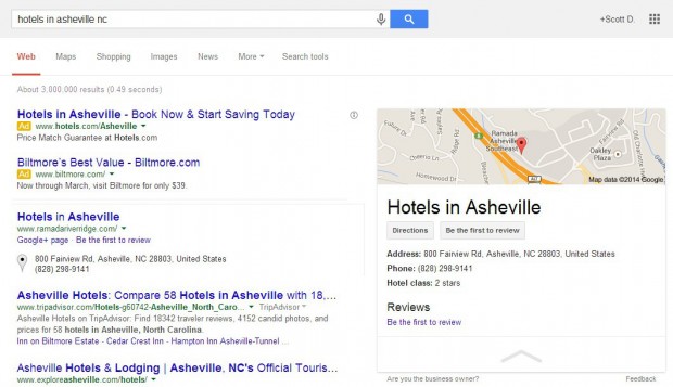 Hijacked G+ Local SERPS - before