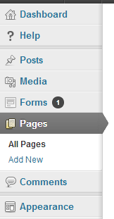 pages on the admin panel